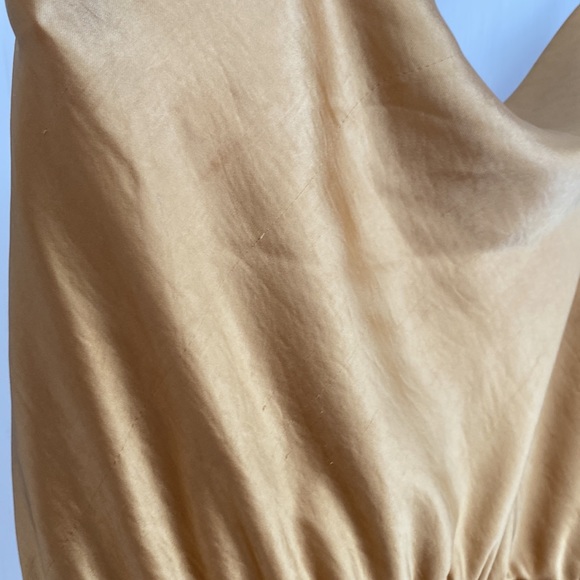 Selfie Leslie Belted Satin Cowl Neck Dress - Mustard - Picture 12 of 14